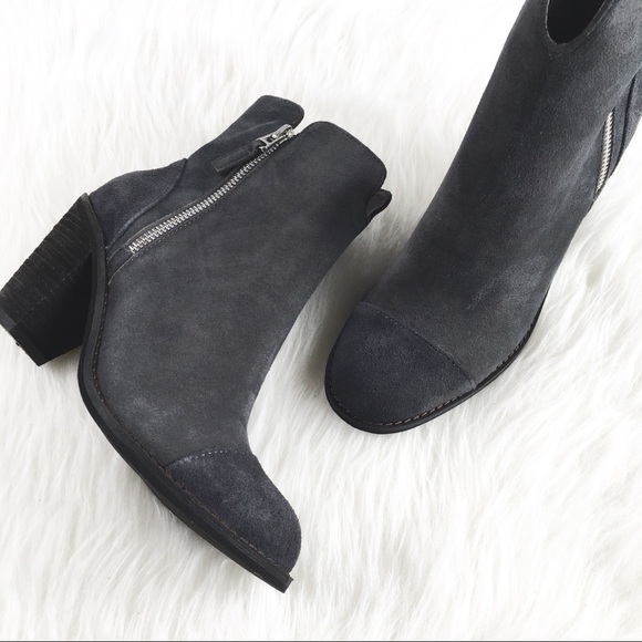 Softwalk | charcoal stone suede captoe ankle boots - Picture 6 of 8